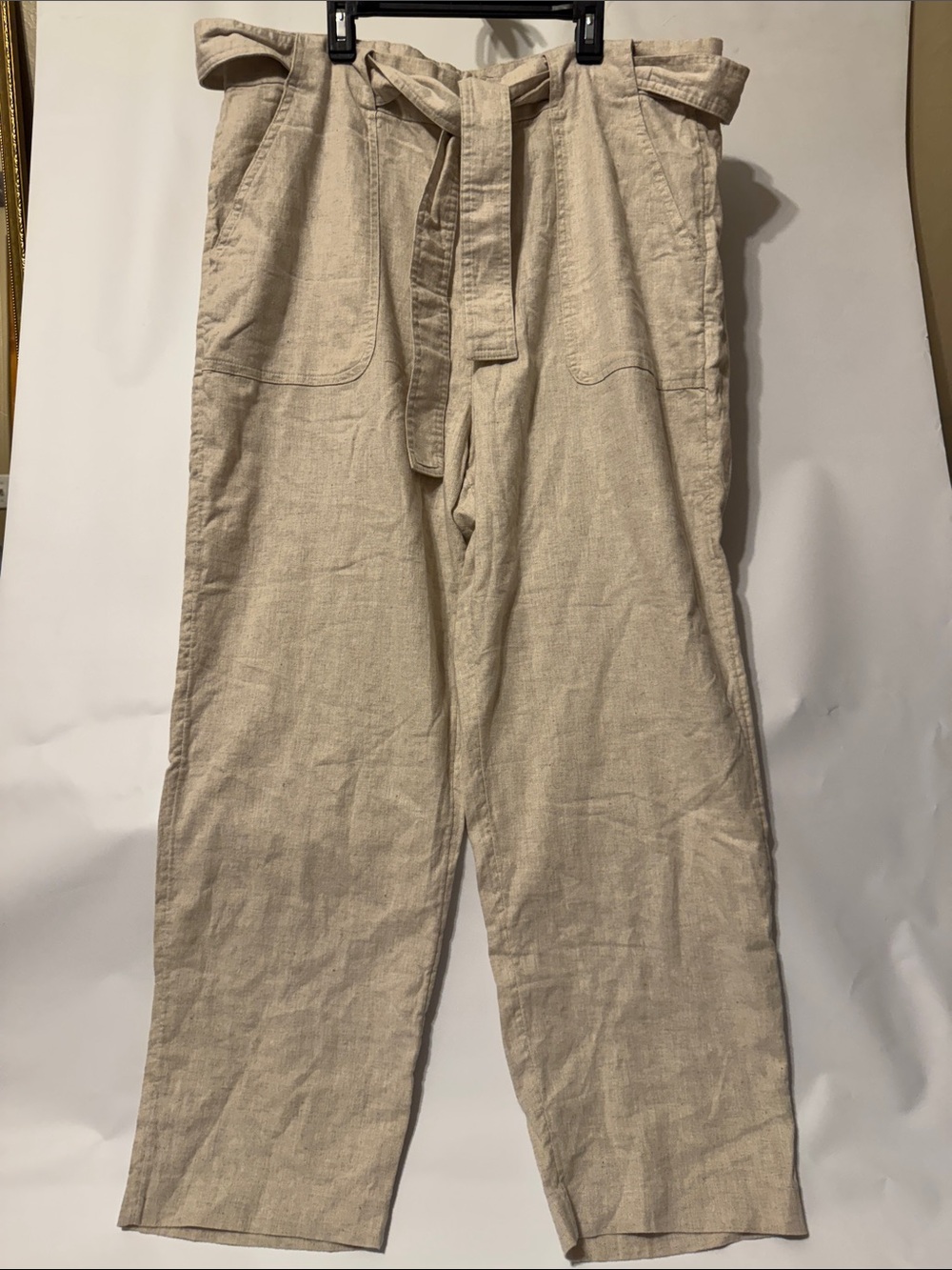 Banana Republic Women Linen Blend Belted Pants-khaki